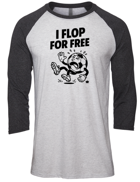 Flop For Free Soccer Unisex Premium Three-Quarter Raglan T-Shirt | Swagsta