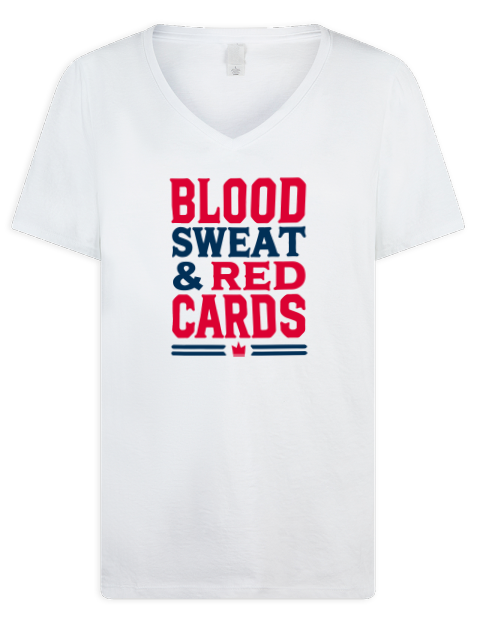 Blood, Sweat & Red Cards Soccer Premium Ladies V-Neck T-Shirt | Swagsta