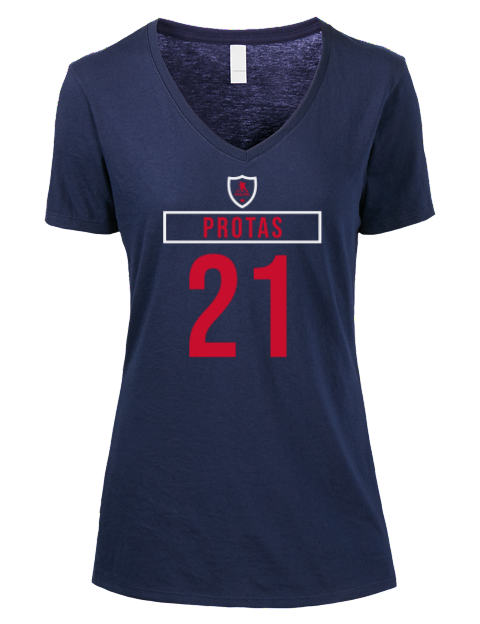 Away Jersey Aliaksei Protas Premium Ladies V-Neck T-Shirt | Swagsta