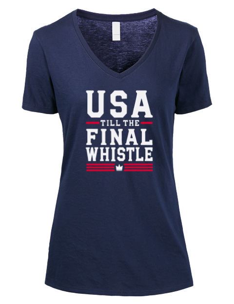 USA To The Final Whistle Soccer Premium Ladies V-Neck T-Shirt | Swagsta