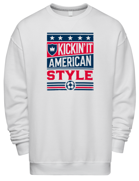 Kickin’it American Style Soccer Premium Unisex Crewneck Sweatshirt | Swagsta