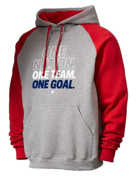 One Nation, One Team, One Goal Soccer Colorblock Raglan Hooded Sweatshirt | Swagsta