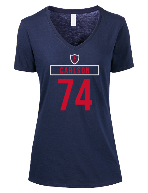 Away Jersey John Carlson Premium Ladies V-Neck T-Shirt | Swagsta