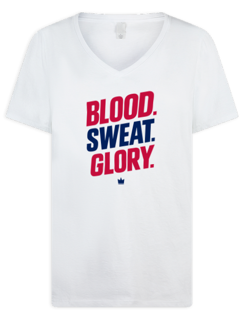 Blood, Sweat, Glory Soccer Premium Ladies V-Neck T-Shirt | Swagsta
