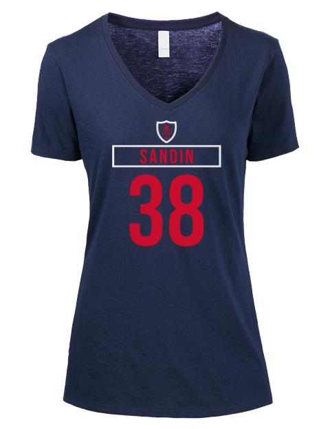 Away Jersey Rasmus Sandin Premium Ladies V-Neck T-Shirt | Swagsta