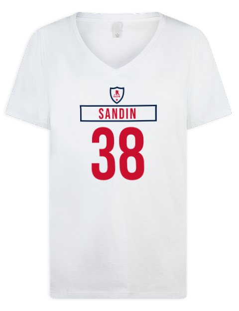 Home Jersey Rasmus Sandin Premium Ladies V-Neck T-Shirt | Swagsta
