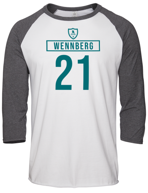 Away Jersey Alex Wennberg Unisex Premium Three-Quarter Raglan T-Shirt | Swagsta