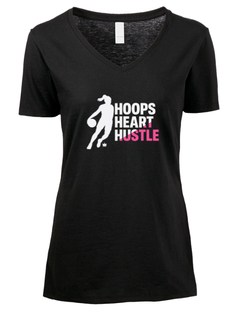 Hoops Heart Hustle She Got Game Premium Ladies V-Neck T-Shirt | Swagsta