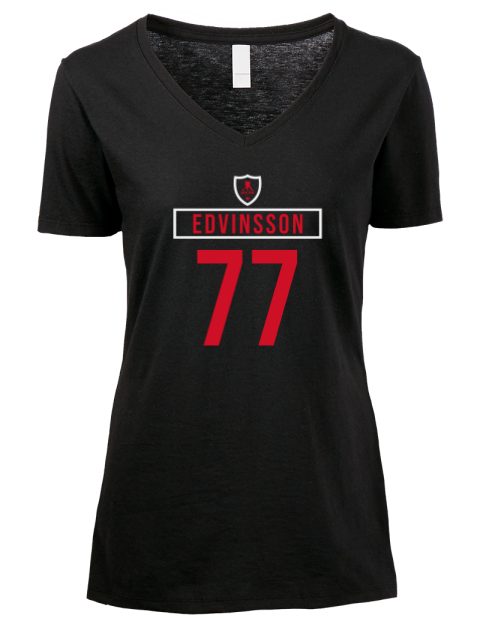 Away Jersey Simon Edvinsson Premium Ladies V-Neck T-Shirt | Swagsta