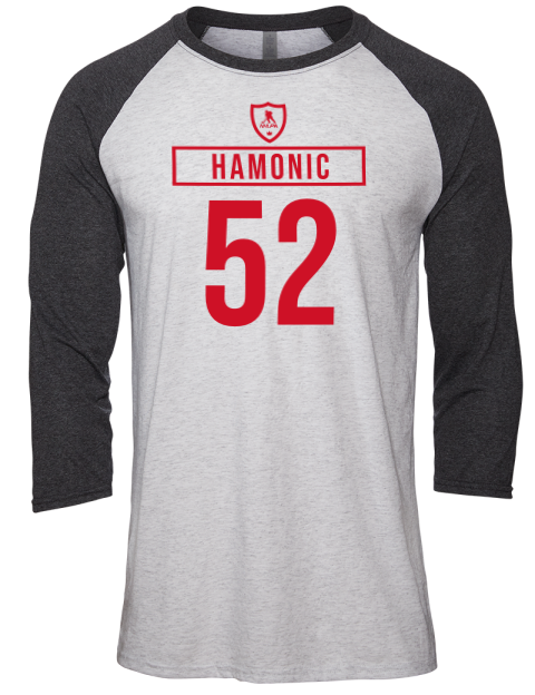 Home Jersey Travis Hamonic Unisex Premium Three-Quarter Raglan T-Shirt | Swagsta