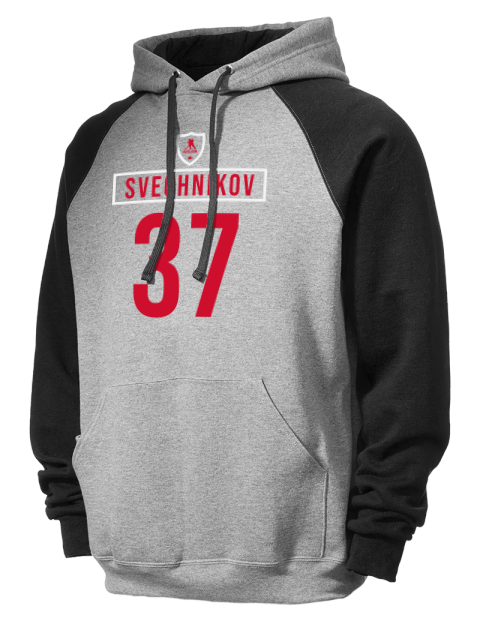 Home Jersey Andrei Svechnikov Colorblock Raglan Hooded Sweatshirt | Swagsta