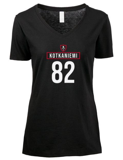 Away Jersey Jesperi Kotkaniemi Premium Ladies V-Neck T-Shirt | Swagsta