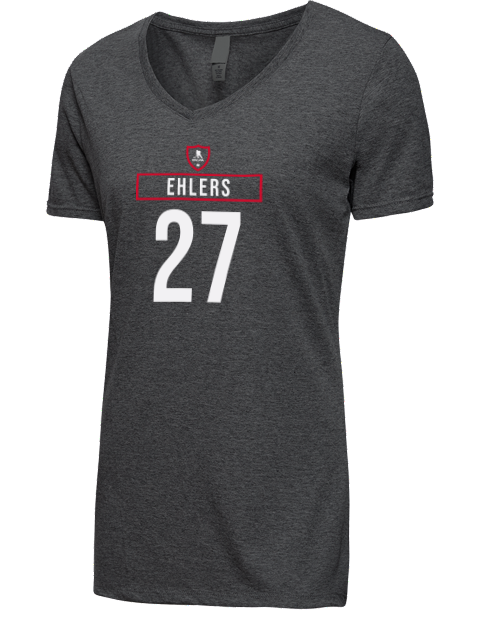 Away Jersey Nikolaj Ehlers Premium Ladies V-Neck T-Shirt | Swagsta