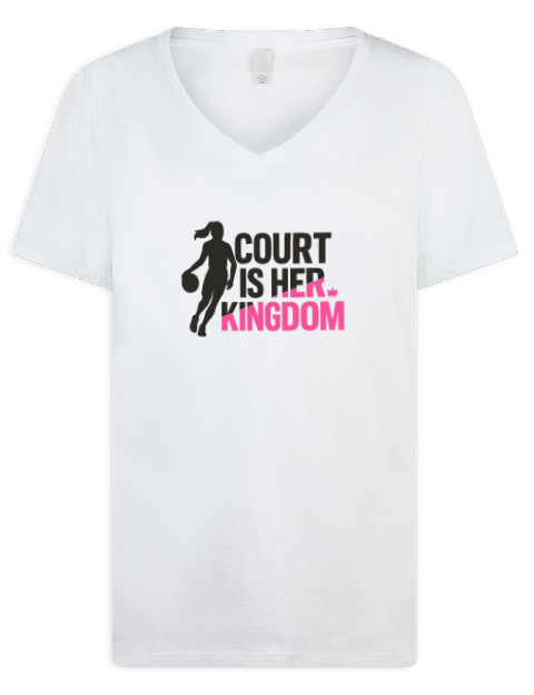 Court Is Her Kingdom She Got Game Premium Ladies V-Neck T-Shirt | Swagsta
