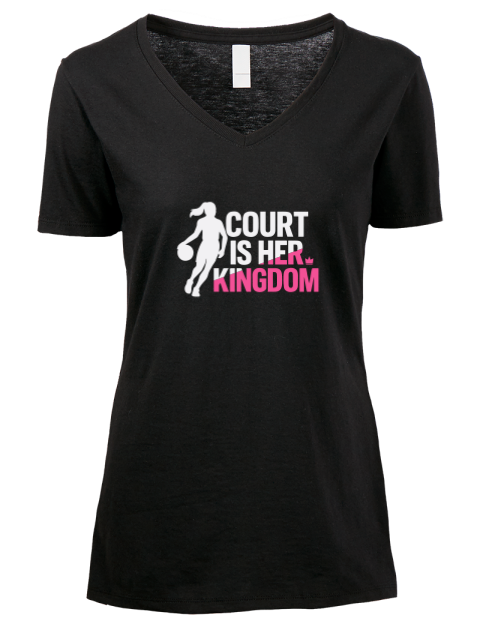 Court Is Her Kingdom She Got Game Premium Ladies V-Neck T-Shirt | Swagsta