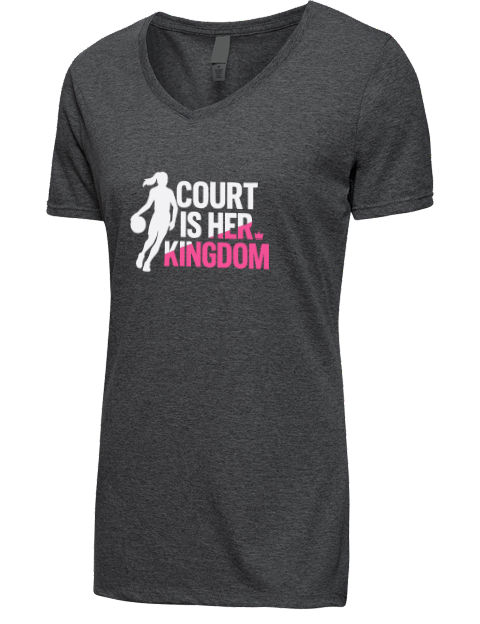 Court Is Her Kingdom She Got Game Premium Ladies V-Neck T-Shirt | Swagsta
