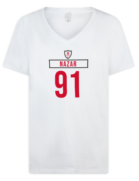Home Jersey Frank Nazar Premium Ladies V-Neck T-Shirt | Swagsta