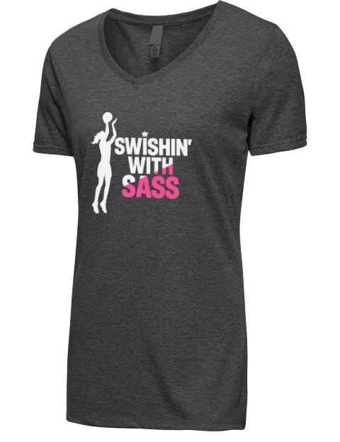 Swish’n With Sass She Got Game Premium Ladies V-Neck T-Shirt | Swagsta