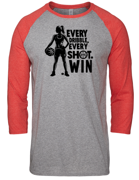 Every Dribble Every Shot, Win She Got Game Unisex Premium Three-Quarter Raglan T-Shirt | Swagsta