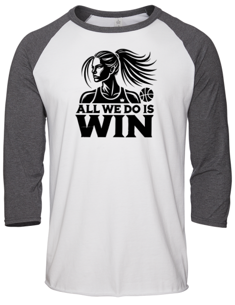 All We Do Is Win She Got Game Unisex Premium Three-Quarter Raglan T-Shirt | Swagsta