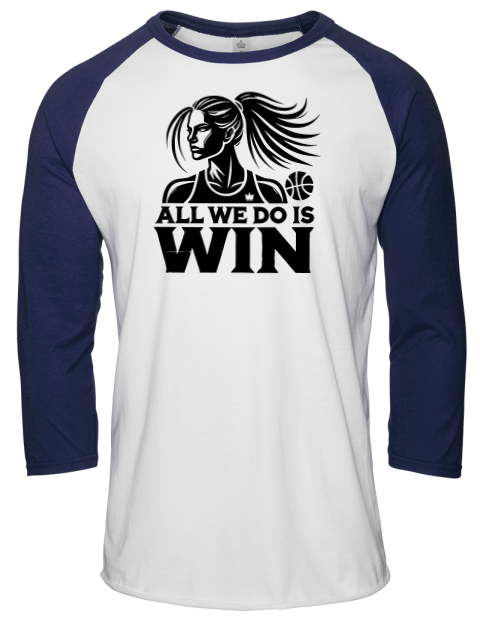 All We Do Is Win She Got Game Unisex Premium Three-Quarter Raglan T-Shirt | Swagsta