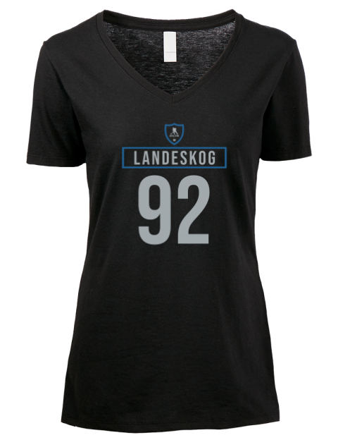 Away Jersey Gabriel Landeskog Premium Ladies V-Neck T-Shirt | Swagsta