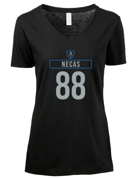 Away Jersey Martin Necas Premium Ladies V-Neck T-Shirt | Swagsta
