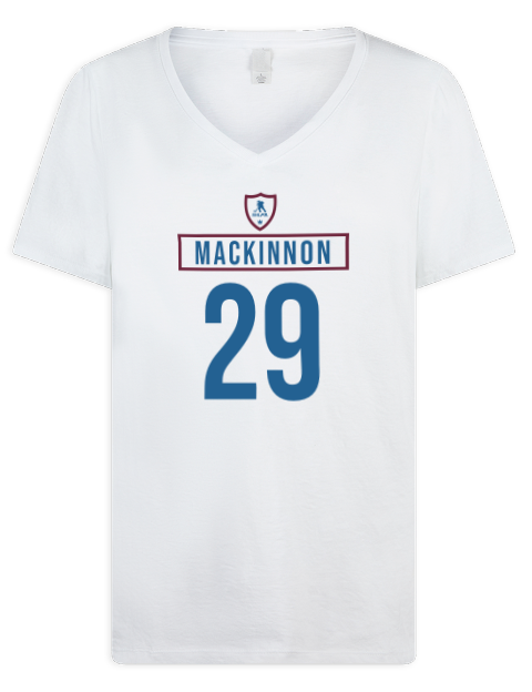 Home Jersey Nathan Mackinnon Premium Ladies V-Neck T-Shirt | Swagsta