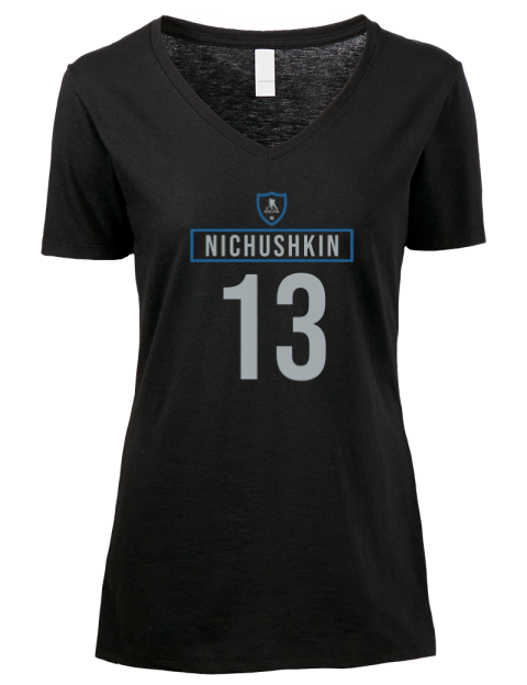 Away Jersey Valeri Nichushkin Premium Ladies V-Neck T-Shirt | Swagsta