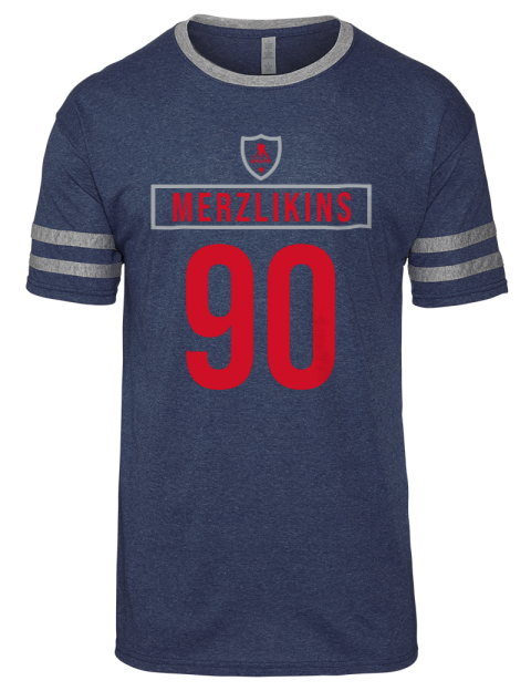 Away Jersey Elvis Merzlikins Men's Tri-Blend T-Shirt | Swagsta