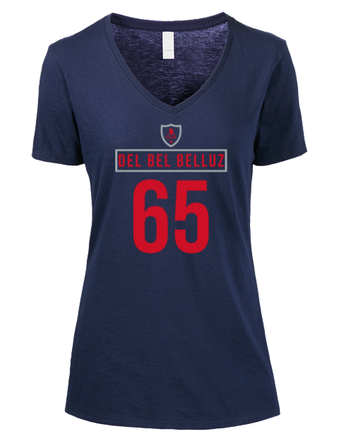 Away Jersey Luca Del Bel Belluz Premium Ladies V-Neck T-Shirt | Swagsta