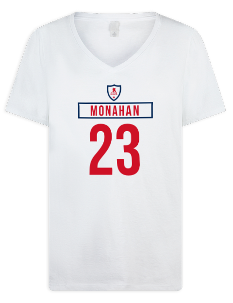 Home Jersey Sean Monahan Premium Ladies V-Neck T-Shirt | Swagsta
