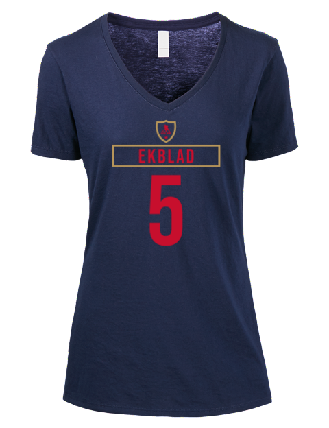Away Jersey Aaron Ekblad Premium Ladies V-Neck T-Shirt | Swagsta