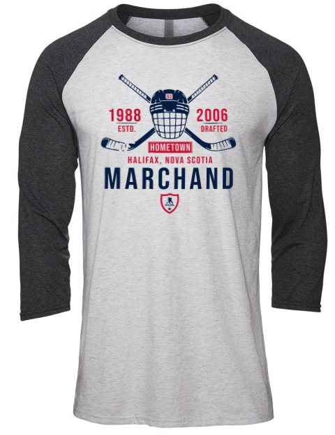 Classic Heritage Brad Marchand Unisex Premium Three-Quarter Raglan T-Shirt | Swagsta