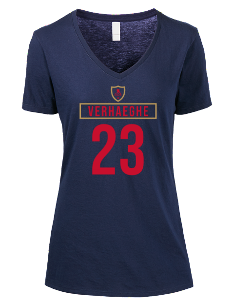 Away Jersey Carter Verhaeghe Premium Ladies V-Neck T-Shirt | Swagsta