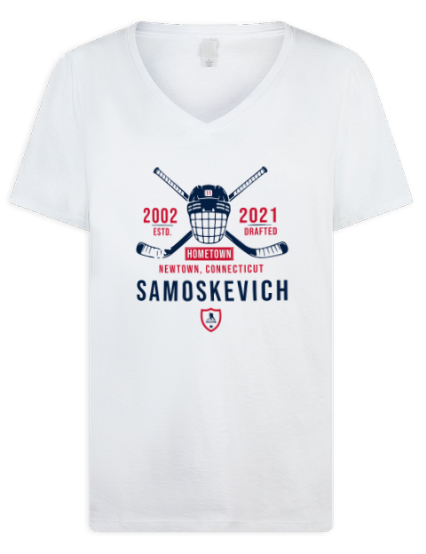 Classic Heritage Mackie Samoskevich Premium Ladies V-Neck T-Shirt | Swagsta
