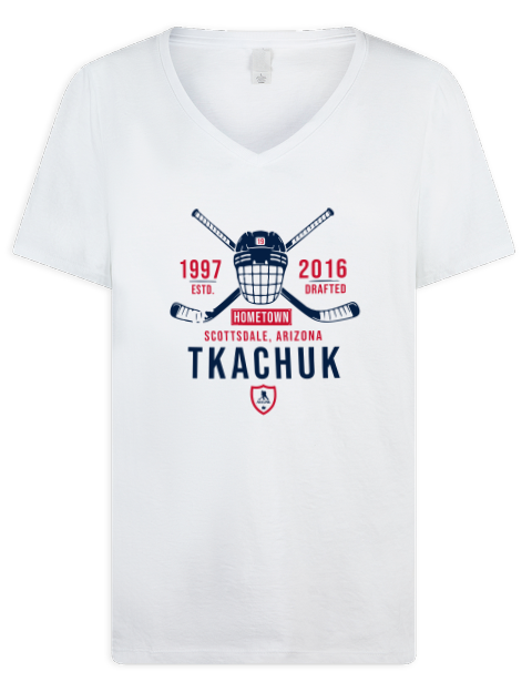 Classic Heritage Matthew Tkachuk Premium Ladies V-Neck T-Shirt | Swagsta