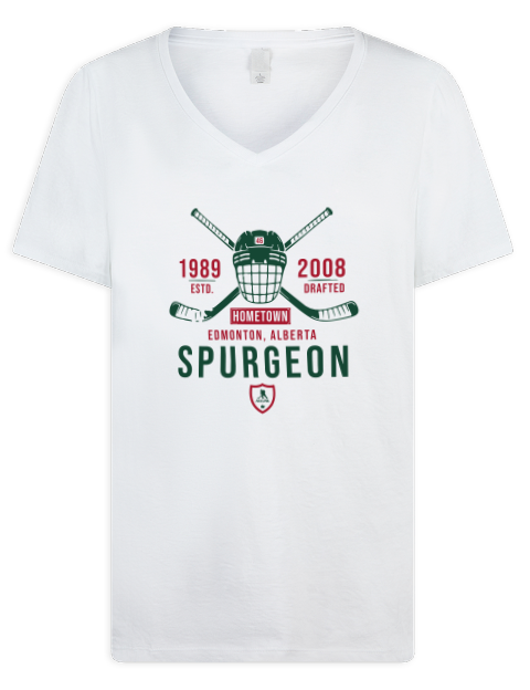 Classic Heritage Jared Spurgeon Premium Ladies V-Neck T-Shirt | Swagsta
