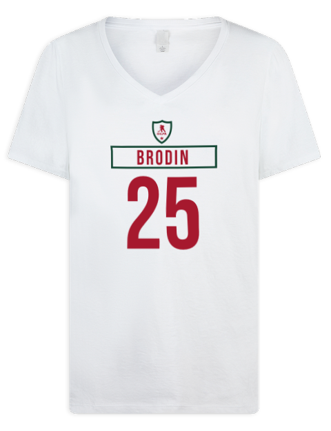 Home Jersey Jonas Brodin Premium Ladies V-Neck T-Shirt | Swagsta