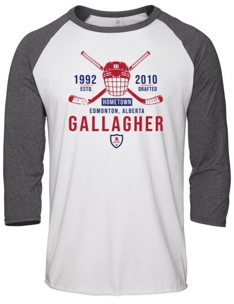 Classic Heritage Brendan Gallagher Unisex Premium Three-Quarter Raglan T-Shirt | Swagsta