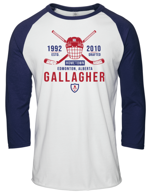 Classic Heritage Brendan Gallagher Unisex Premium Three-Quarter Raglan T-Shirt | Swagsta