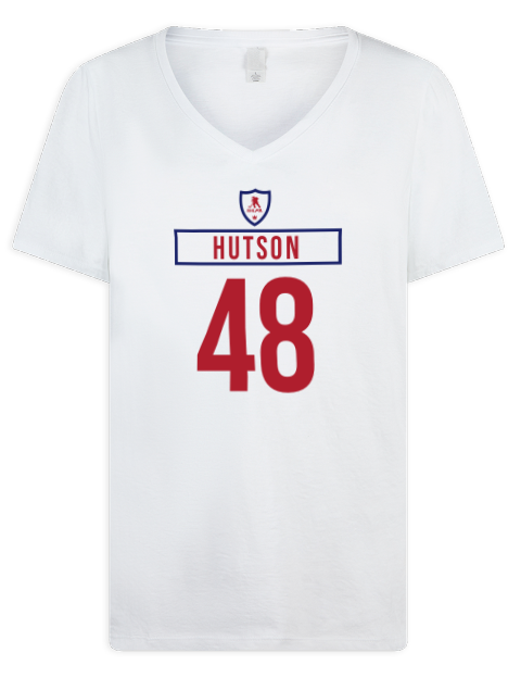 Home Jersey Lane Hutson Premium Ladies V-Neck T-Shirt | Swagsta
