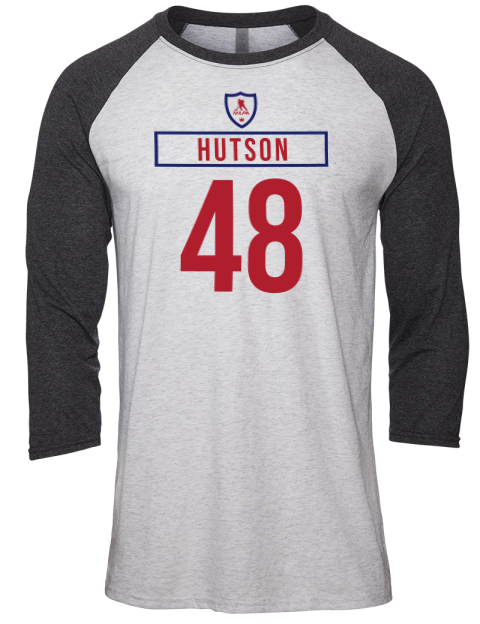 Home Jersey Lane Hutson Unisex Premium Three-Quarter Raglan T-Shirt | Swagsta