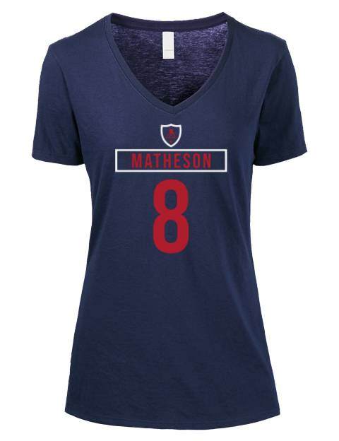 Away Jersey Michael Matheson Premium Ladies V-Neck T-Shirt | Swagsta