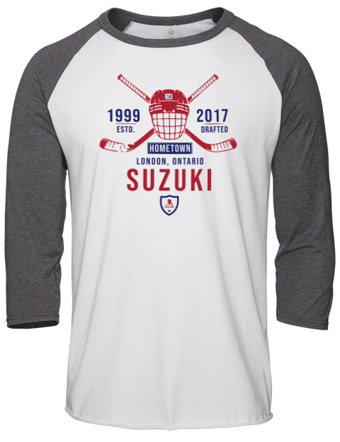 Classic Heritage Nick Suzuki Unisex Premium Three-Quarter Raglan T-Shirt | Swagsta