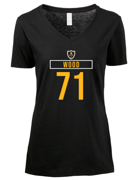 Away Jersey Matthew Wood Premium Ladies V-Neck T-Shirt | Swagsta