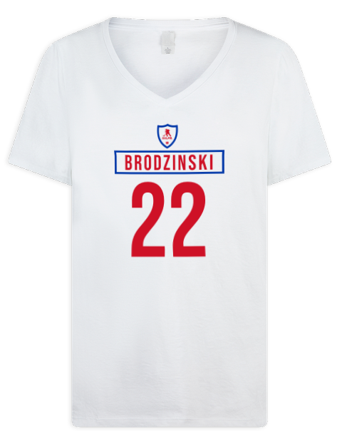 Home Jersey Jonny Brodzinski Premium Ladies V-Neck T-Shirt | Swagsta