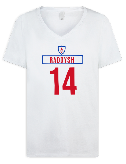 Home Jersey Taylor Raddysh Premium Ladies V-Neck T-Shirt | Swagsta