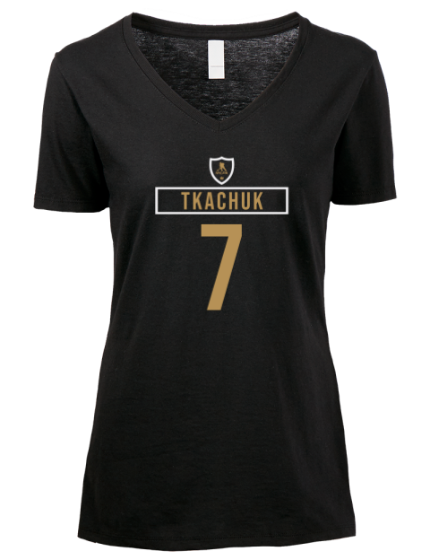 Away Jersey Braeden Tkachuk Premium Ladies V-Neck T-Shirt | Swagsta