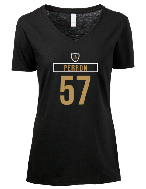 Away Jersey David Perron Premium Ladies V-Neck T-Shirt | Swagsta